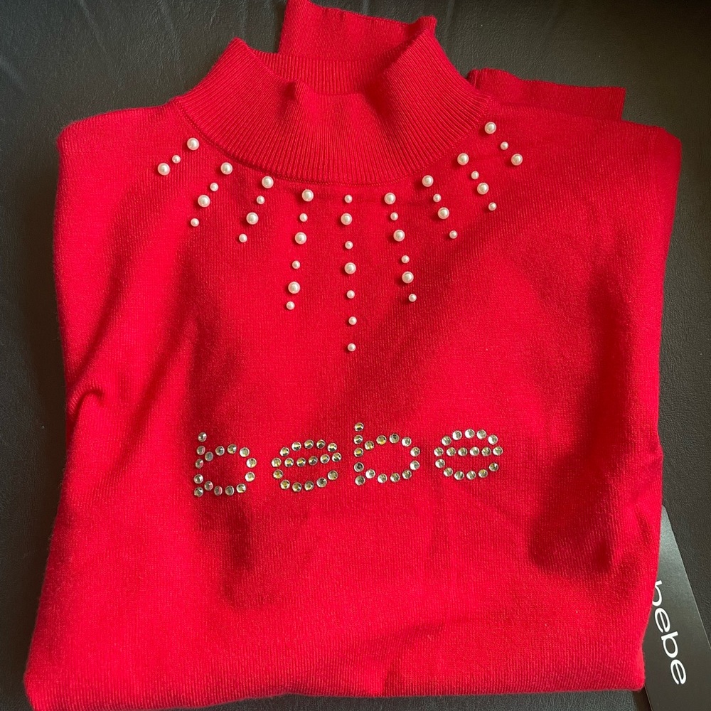 Red top with pearls